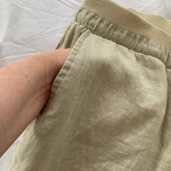 Natural Linen Pants draw string elastic wide leg lagenlook medium relaxed - Picture 7 of 11